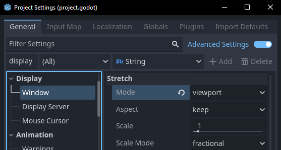Stretch mode viewport.